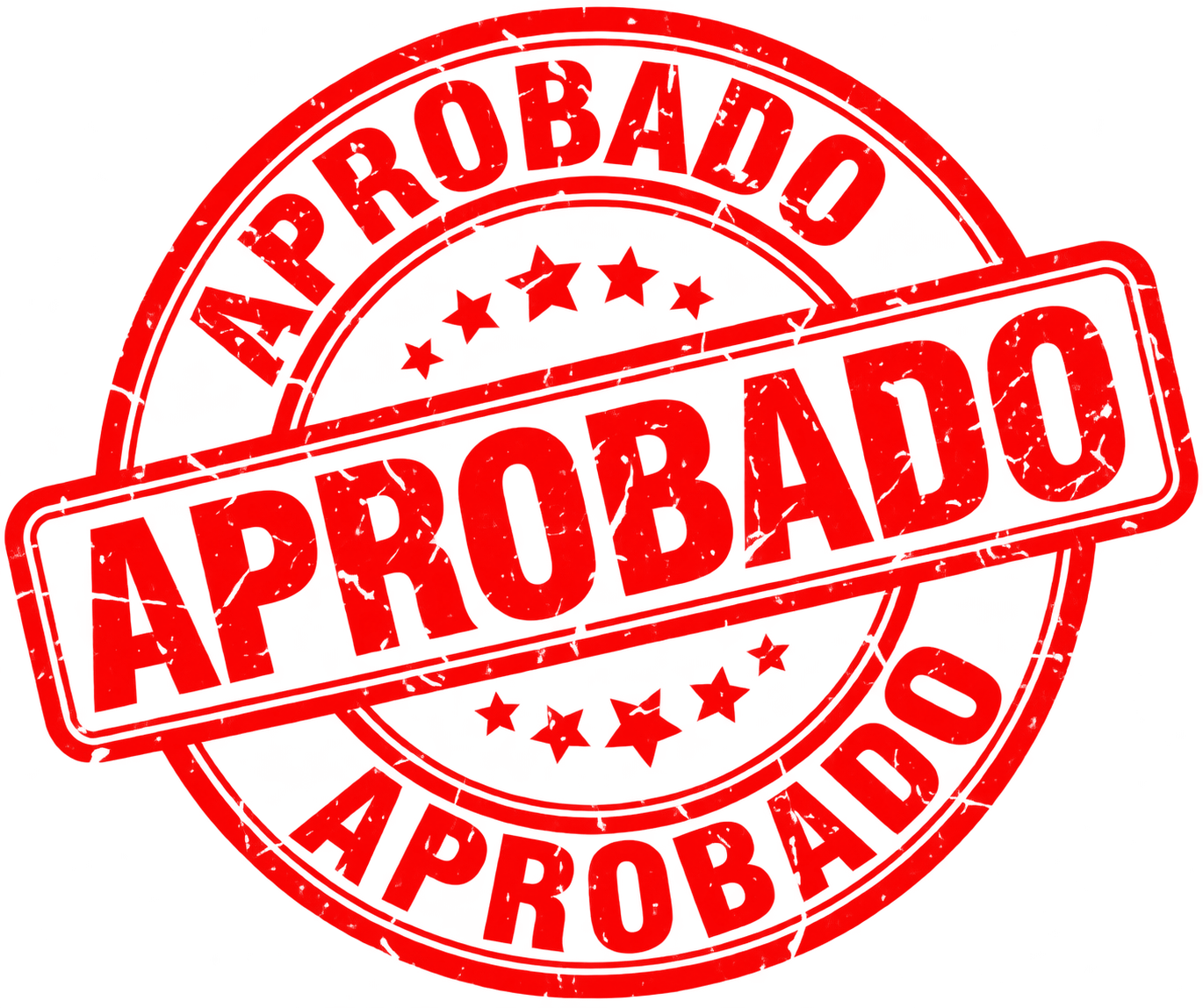Sello rojo ilustrativo APROBADO con textura desgastada